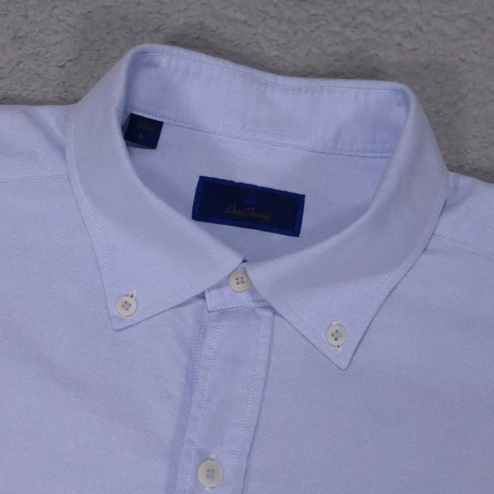 David Donahue Shirt Mens Large Blue Oxford Button Down Long Sleeve